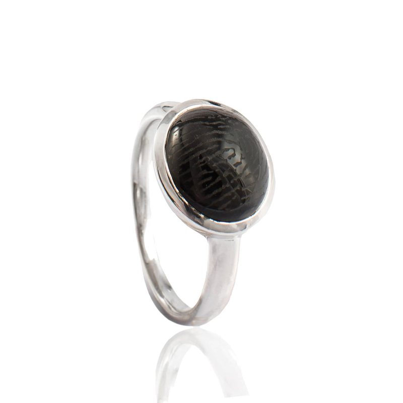 Ring mit Fingerabdruck - in Oval Onyx | Sterling Silber