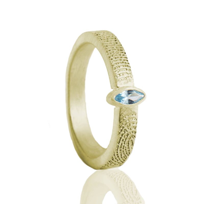 Ring mit Fingerabdruck - und Topas im Marquis-Schliff | Gold