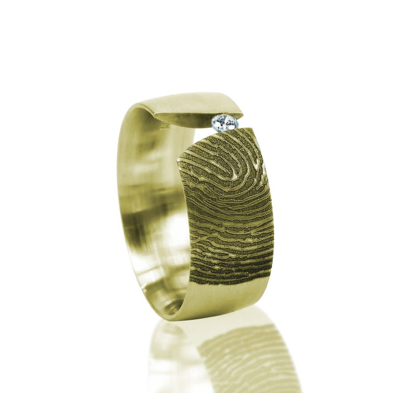 Fingerprint Ring - mit Zirkonia Gold