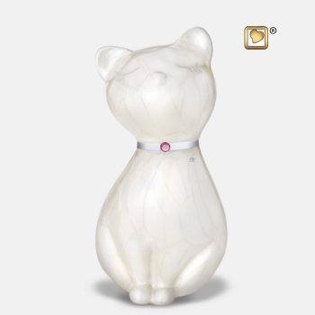 Urne kat - PrincessCat Swarovski | 0,70 Liter Pearl | weiß gebürstetes Zinn