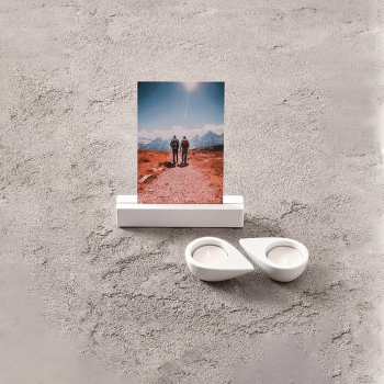 Memorialboxx Wit Memorial set | fotohouder met twee theelichtjes